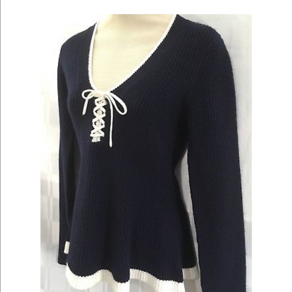 DEREK LAM 10CROSBY Cashmere Blend Peplum Sweat LRG - Picture 6 of 8
